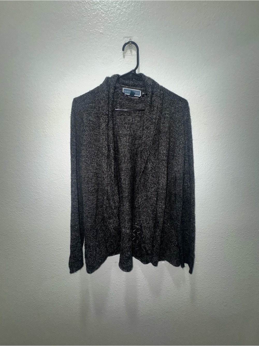 Karen Scott Men's Open-Front Shawl Collar Cardigan - Charcoal
